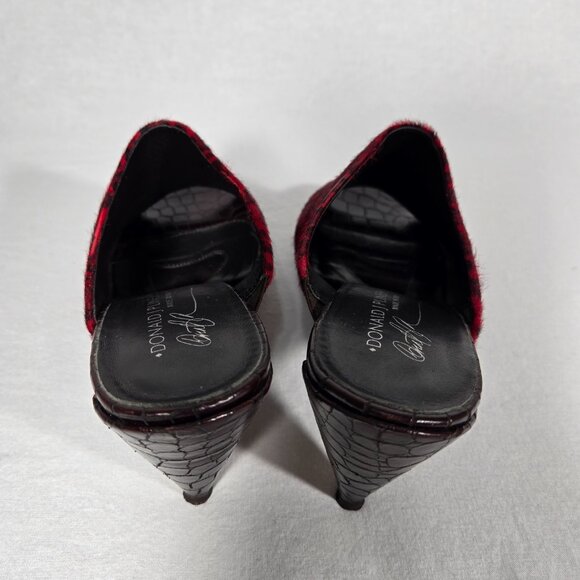 RARE Vintage Y2K Mobwife LEATHER Red & Black Animal Print Heel Sandals Size 8.5M - Picture 10 of 17